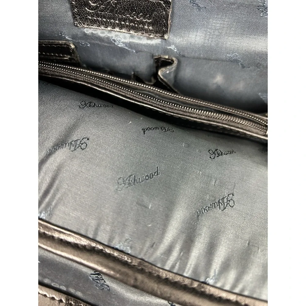Ashbrook Black Leather Bookbag With Weaving Pattern Bag
